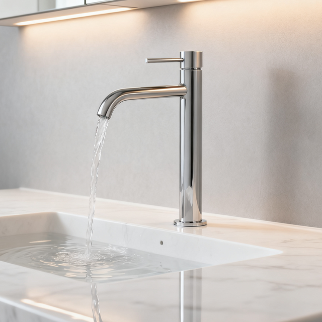 Elegant Tall Brushed Stainless Steel Basin Mixer Tap with Curved Spout – Minimalist 304 Stainless Steel Vessel Sink Faucet with Single Handle and Water-Saving Aerator Modern Bathroom Tap OEM Supplie