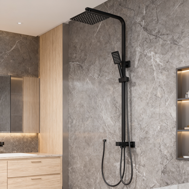Square 304 Stainless Steel Single Cold Shower Set | Matte Black & Brushed Finishes