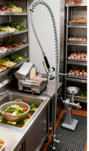 Commercial Pre-Rinse Kitchen Faucet with Pull Down Sprayer for Restaurant and Hotel Use from China manufacturer 