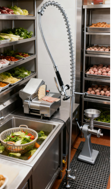 Commercial Pre-Rinse Kitchen Faucet with Pull Down Sprayer for Restaurant and Hotel Use from China manufacturer 