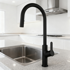 High Arc Zinc Alloy Commercial Chrome Kitchen Tap with Pull-Down Sprayer from China manufacturer 