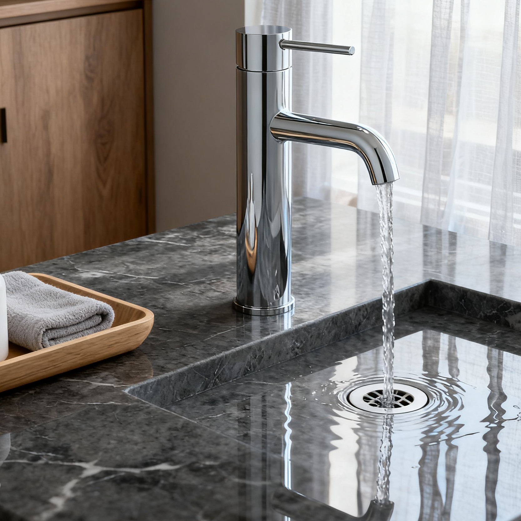 Modern Round Body Stainless Steel Basin Mixer Faucet DF-S4901 – Brushed or Polished 304 Stainless Steel Bathroom Tap with Curved Spout and Single Lever Handle Eco-Friendly Vessel Sink Mixer OEM Manu