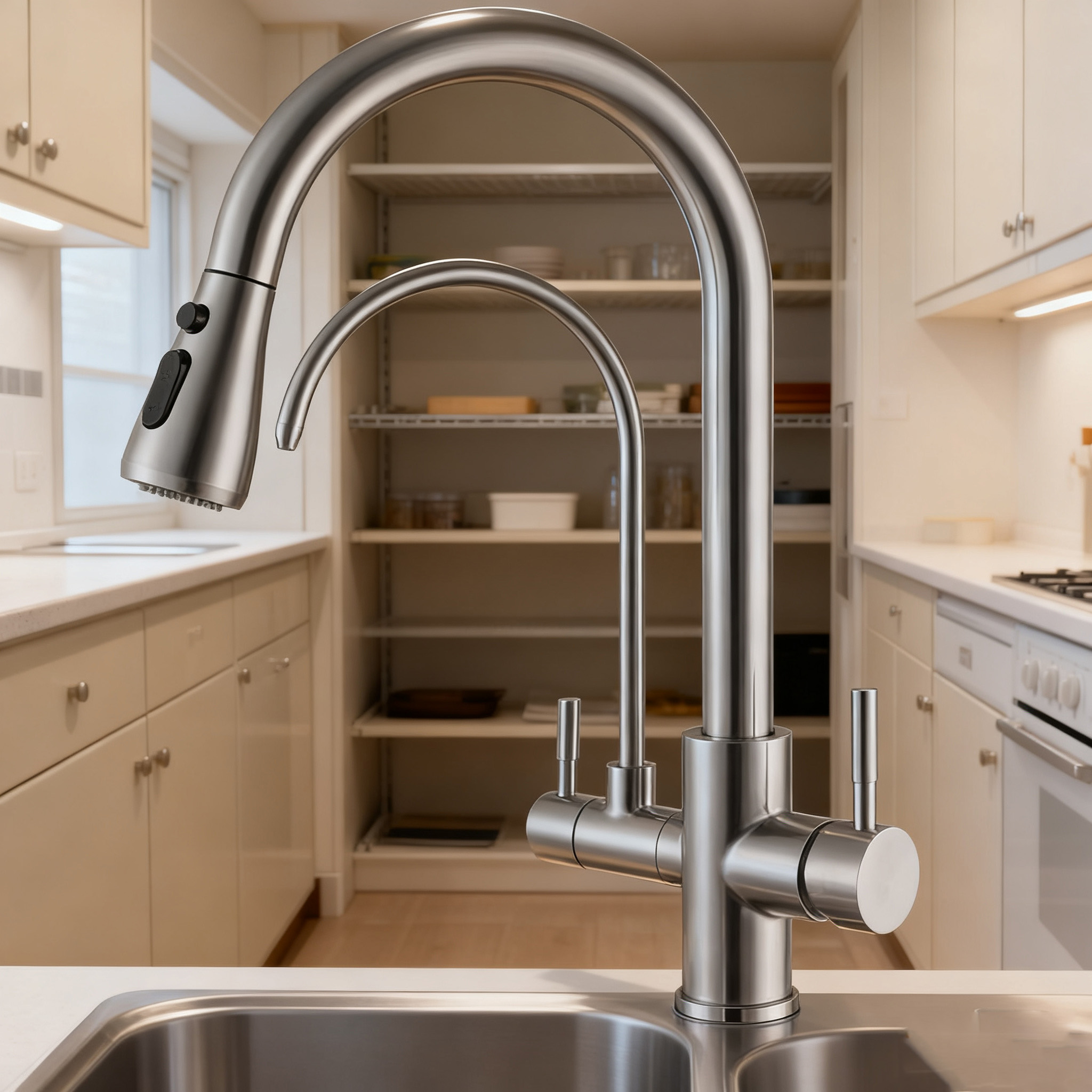 Modern Design Premium Pull-Down Kitchen Faucet with Dual-Function Sprayer and Durable Brass Construction