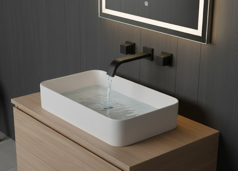 Modern Matte Black Wall-Mounted Basin Faucet Set with Dual Handles Contemporary Brass Bathroom Mixer Tap for Hotel, Residential And Commercial Projects