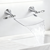 DF-05239 Brass Wall Mounted Basin Faucet Waterfall Spout Bathroom Mixer Tap – Dual Handle Vintage Design for Modern Bathrooms