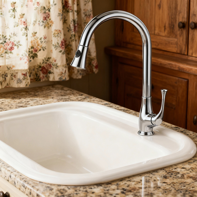 Globally Modern Chrome Brass Pull-Out Kitchen Faucet with Dual-Function Sprayer