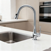 Globally Modern Chrome Brass Pull-Out Kitchen Faucet with Dual-Function Sprayer