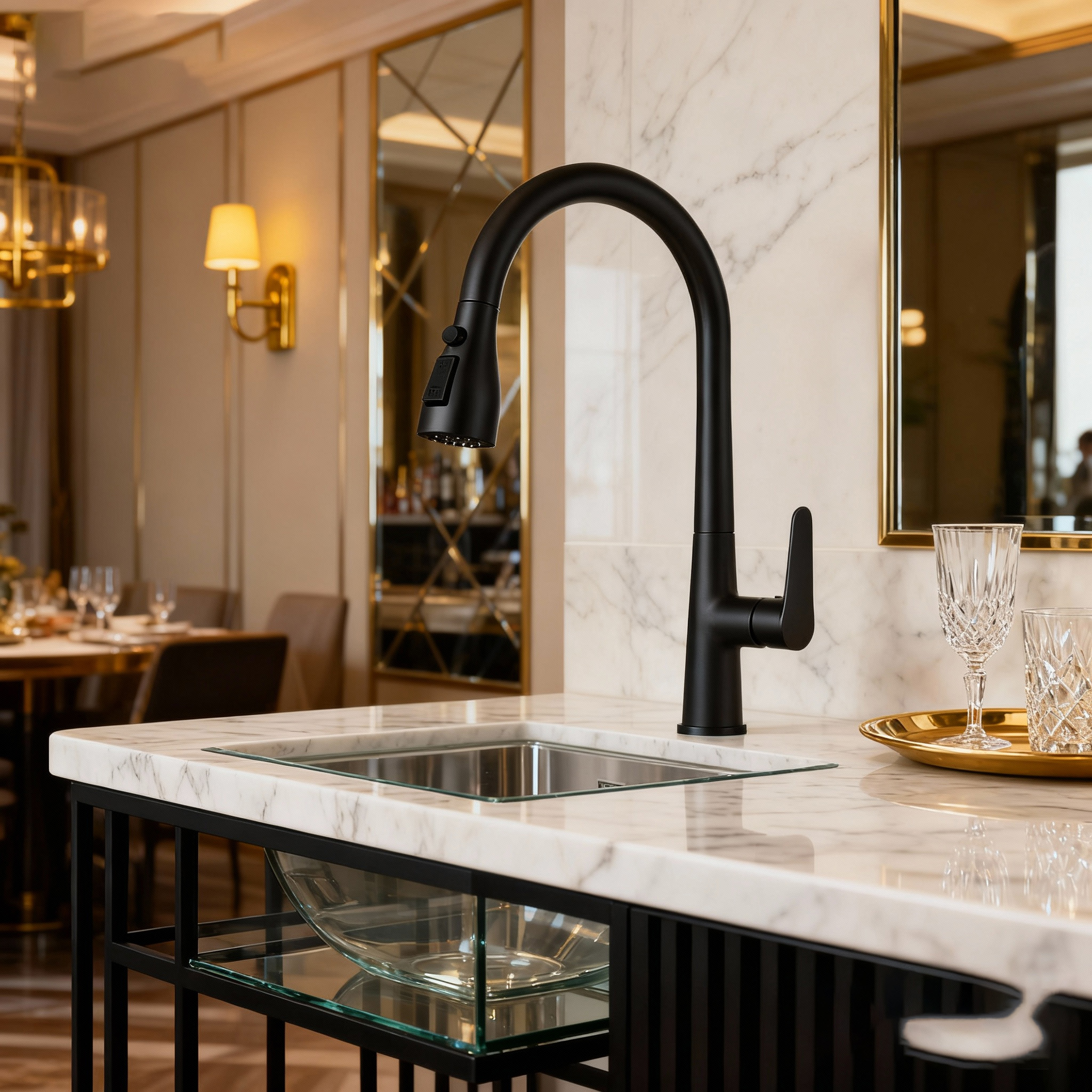 Chrome Pull Out Kitchen Mixer Faucet with Dual Spray Modes and Anti-Leak Ceramic Cartridge