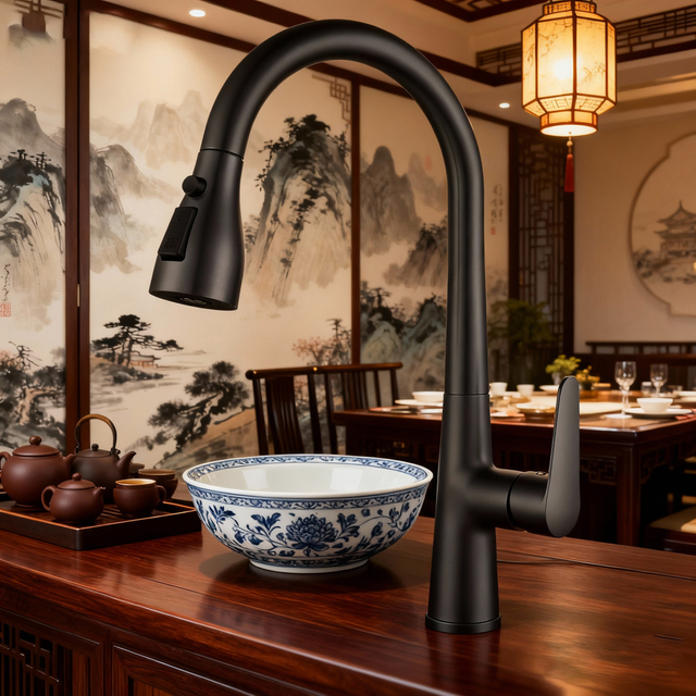 Chrome Pull Out Kitchen Mixer Faucet with Dual Spray Modes and Anti-Leak Ceramic Cartridge from China manufacturer 