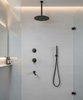 Concealed Shower System – Matte Black, 3-Function Mixer, Ceiling Rain Shower & Hand Shower