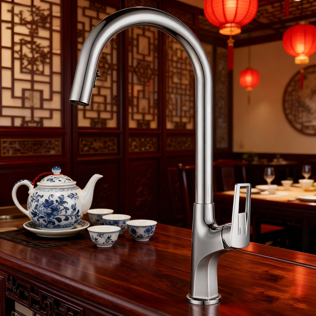 Chrome High Arc Single Handle Kitchen Mixer Tap with Flexible Sprayer for Home and Commercial Sinks 