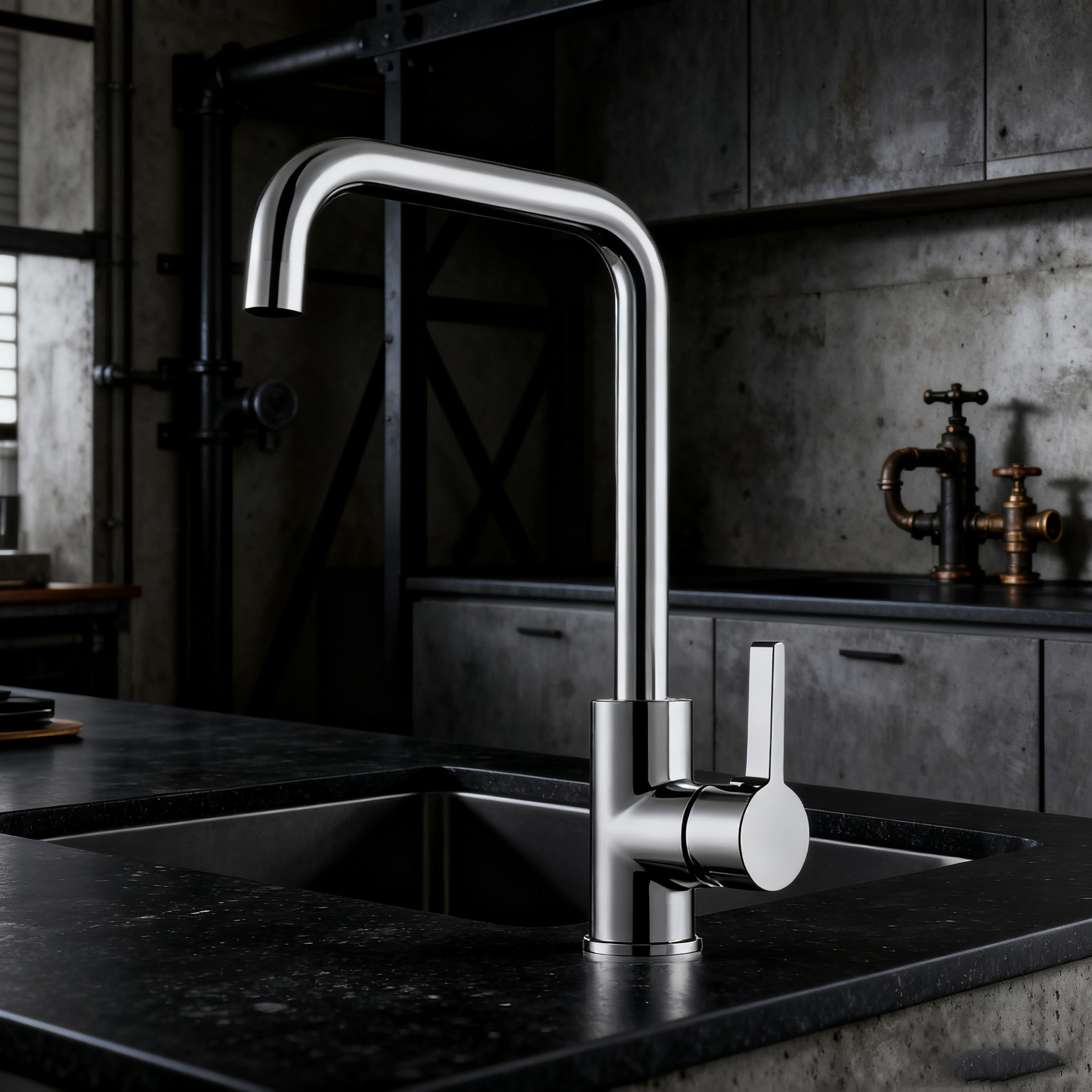 Modern Kitchen Faucet with Square Spout for Residential and Commercial Projects in many finishes