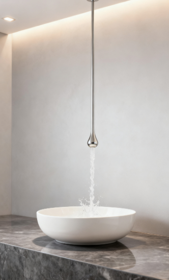 Brushed Nickel Ceiling-Mounted Waterfall Bathtub Faucet with Adjustable Sprayer and Minimalist Handle Modern Brass Ceiling Shower Tap for Luxury Bathroom Projects