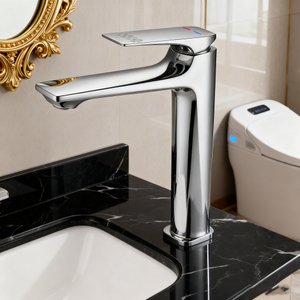 Tall Countertop Basin Faucet, Modern Brass Mixer Tap for Above Counter Vanity Sink