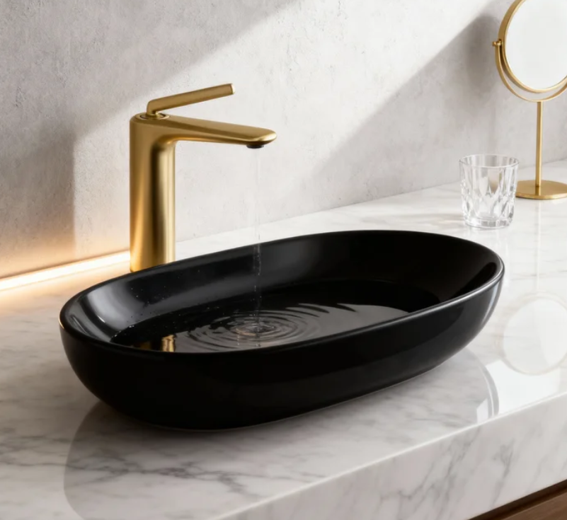 Luxury Brushed Gold Single Handle Basin Mixer Tap – Modern Brass Bathroom Faucet with Water-Saving Aerator for Residential And Commercial Projects