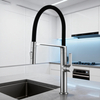 Modern Flexible Pull-Down Kitchen Faucet Stainless Steel Black Hose Mixer Tap for Residential & Commercial Use