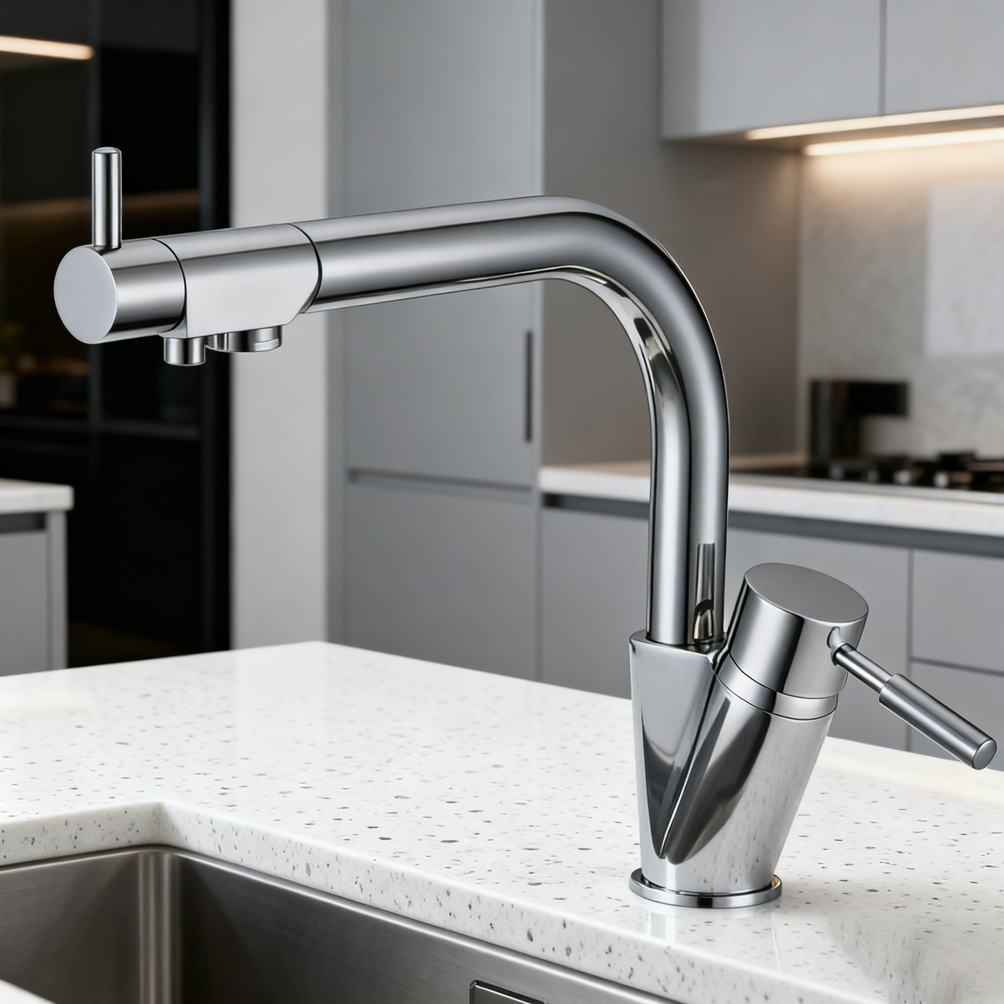 Brass Kitchen Faucet with Dual-Function Sprayer and Zinc Alloy Handle for Global Supply Chain