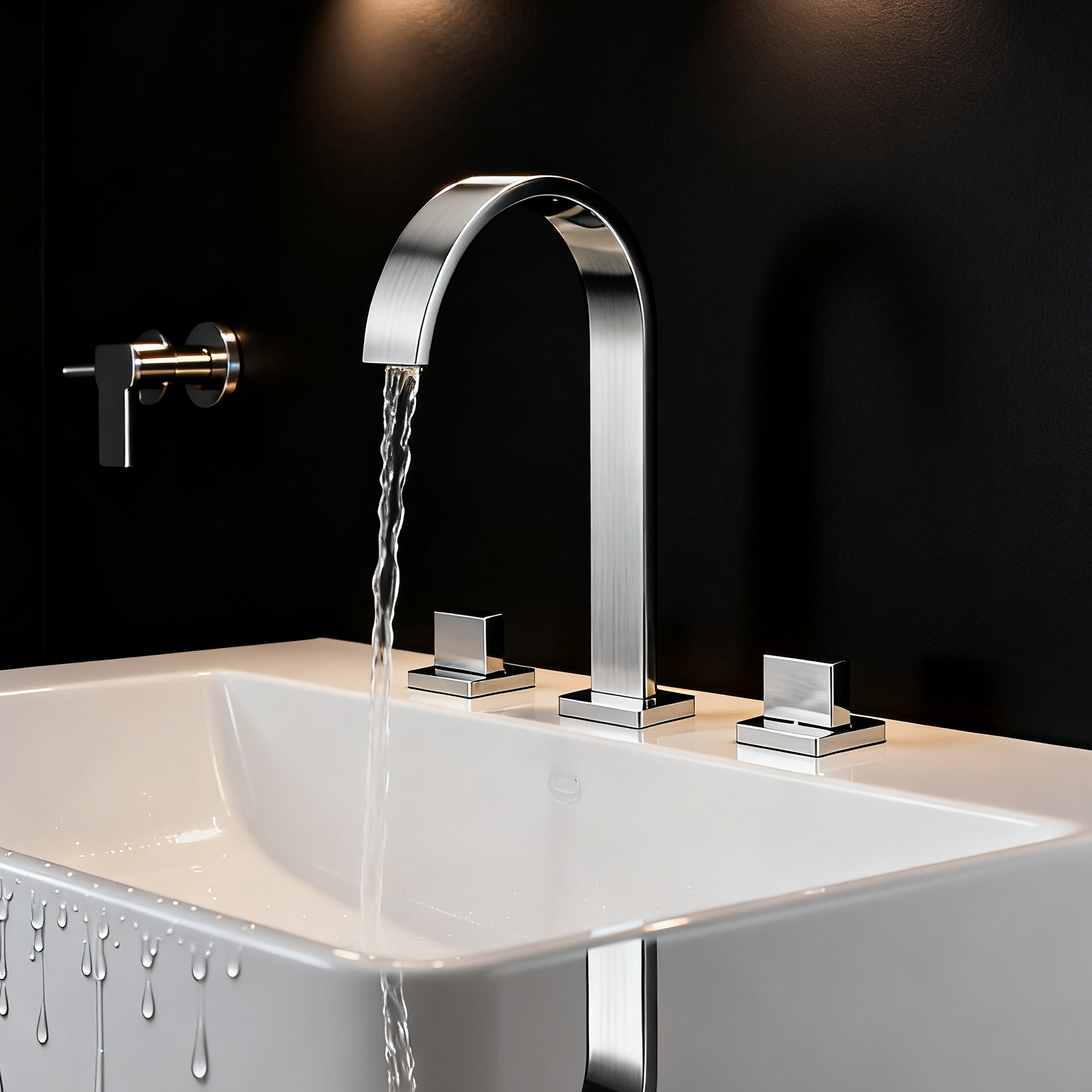 DF-05005-2 Three-Hole Brass Basin Faucet (Brushed Nickel) Architectural-Grade Basin Mixer for Residential And Commercial Bath Solutions