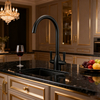 Dual Handle Kitchen Faucet with High Arc Spout and Chrome Finish Brass Mixer Tap 