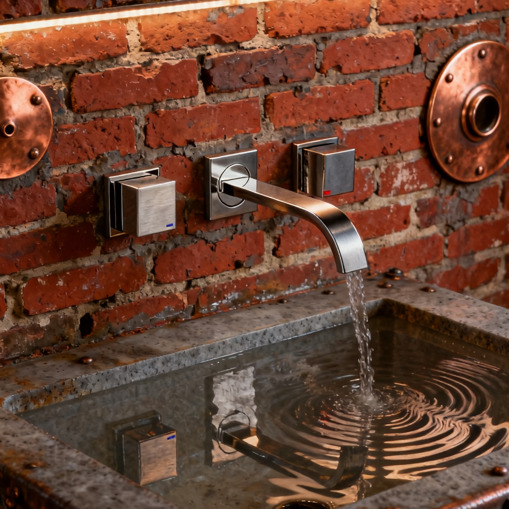 DF-05206 Wall-Mounted Brass Basin Faucet – Dual Handle Square Design Mixer Tap