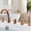 Deck-Mounted Roman Tub Faucet Set with Hand Shower | Brass Body, Chrome Finish