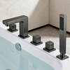 Five-Piece Deck-Mounted Bathtub Faucet Set | Brass Body | Independent Diverter | Hand Shower