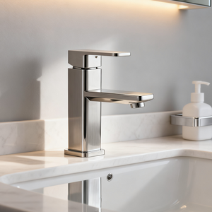 DF-05003-3 Brass Basin Mixer Faucet Modern Square Design Single Handle Bathroom Tap – Polished Chrome Finish