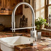 Modern Chrome Kitchen Faucet with Swivel Sprayer and Premium Brass Construction 