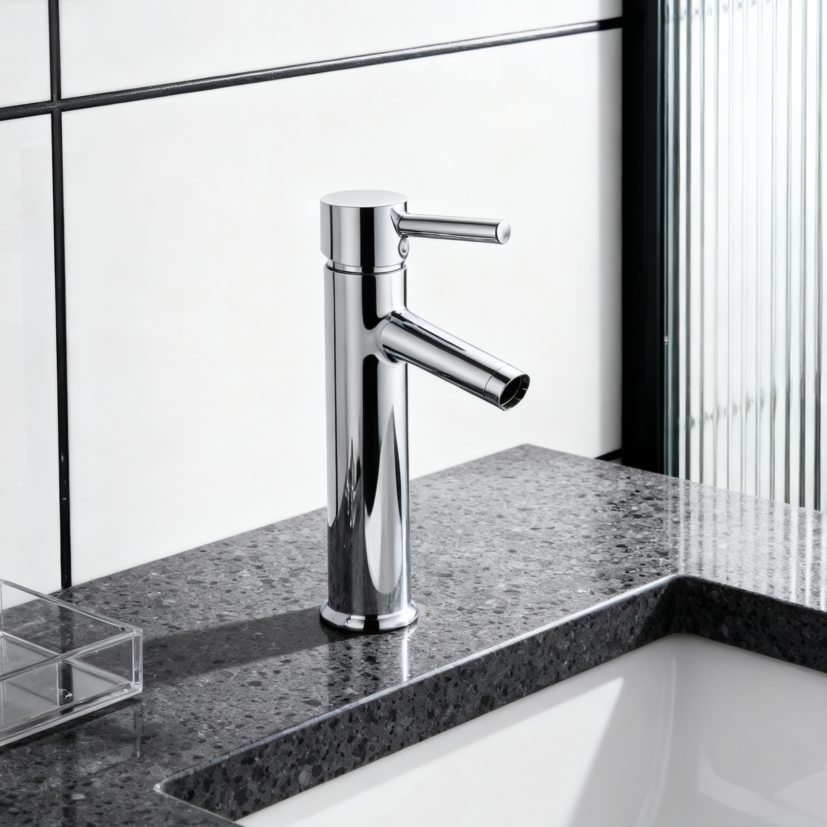 DF-01201 DR Brass Basin Faucet – Modern Single Handle Tall Mixer Tap with Aerated Sprayer