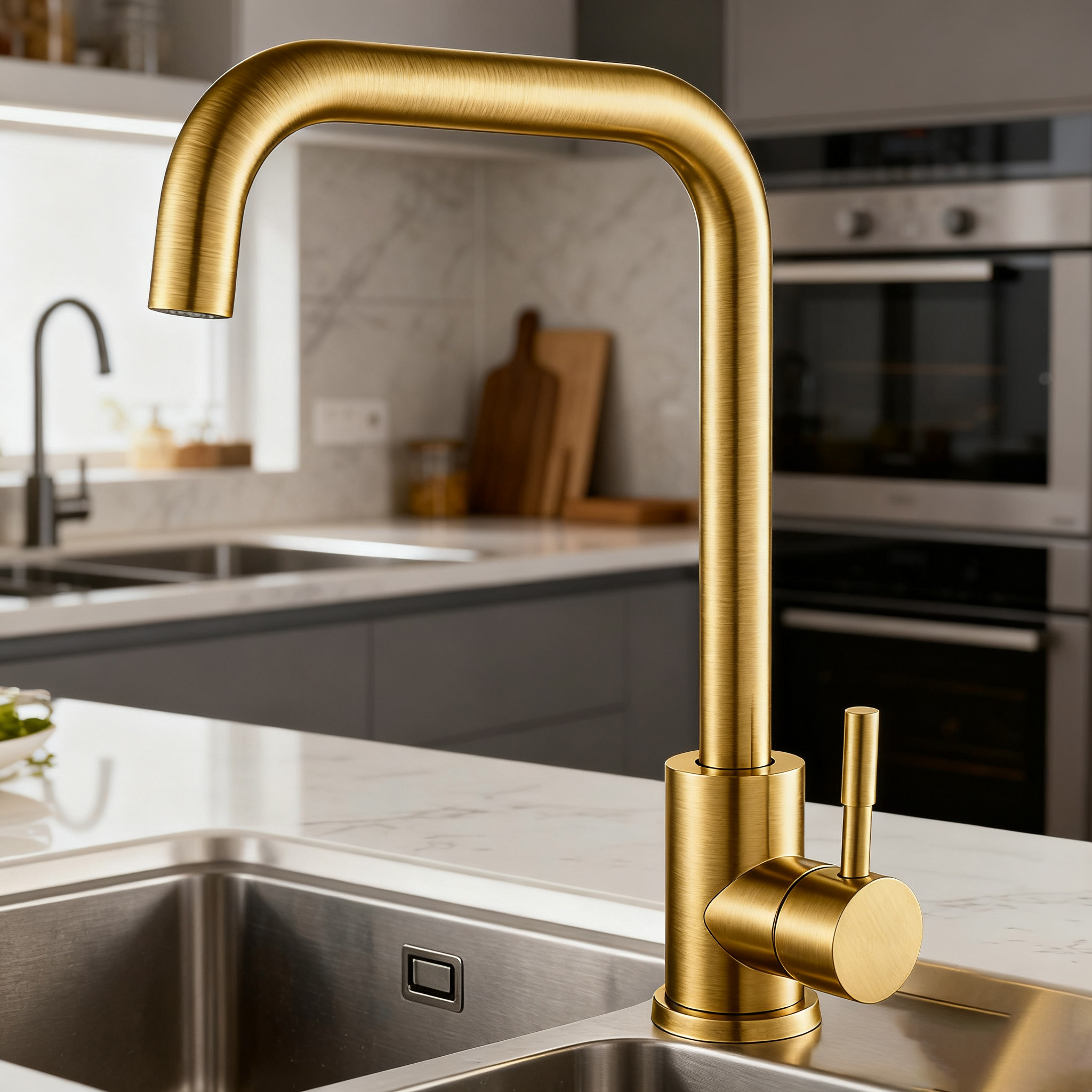 Stainless Steel Kitchen Faucet with High-Arc Spout and Optional Sprayer Function supporting OEM/ODM