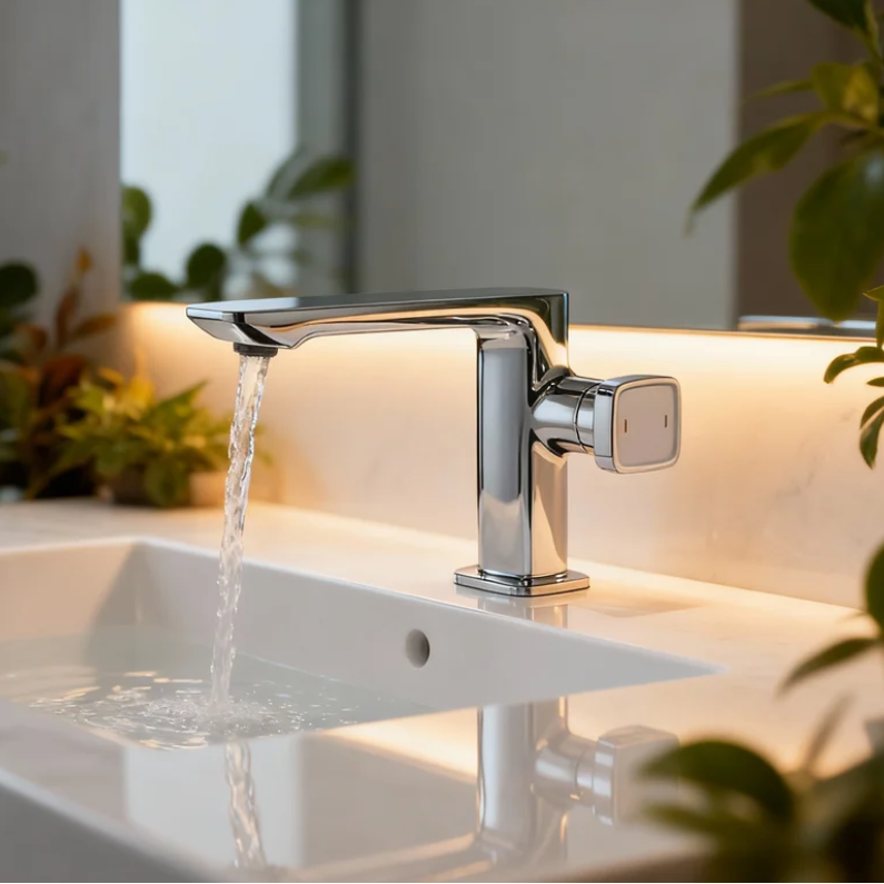 Modern Chrome Single Handle Basin Mixer Tap – Solid Brass Bathroom Faucet with Water-Saving Aerator Minimalist Square Design for Residential And Commercial Projects