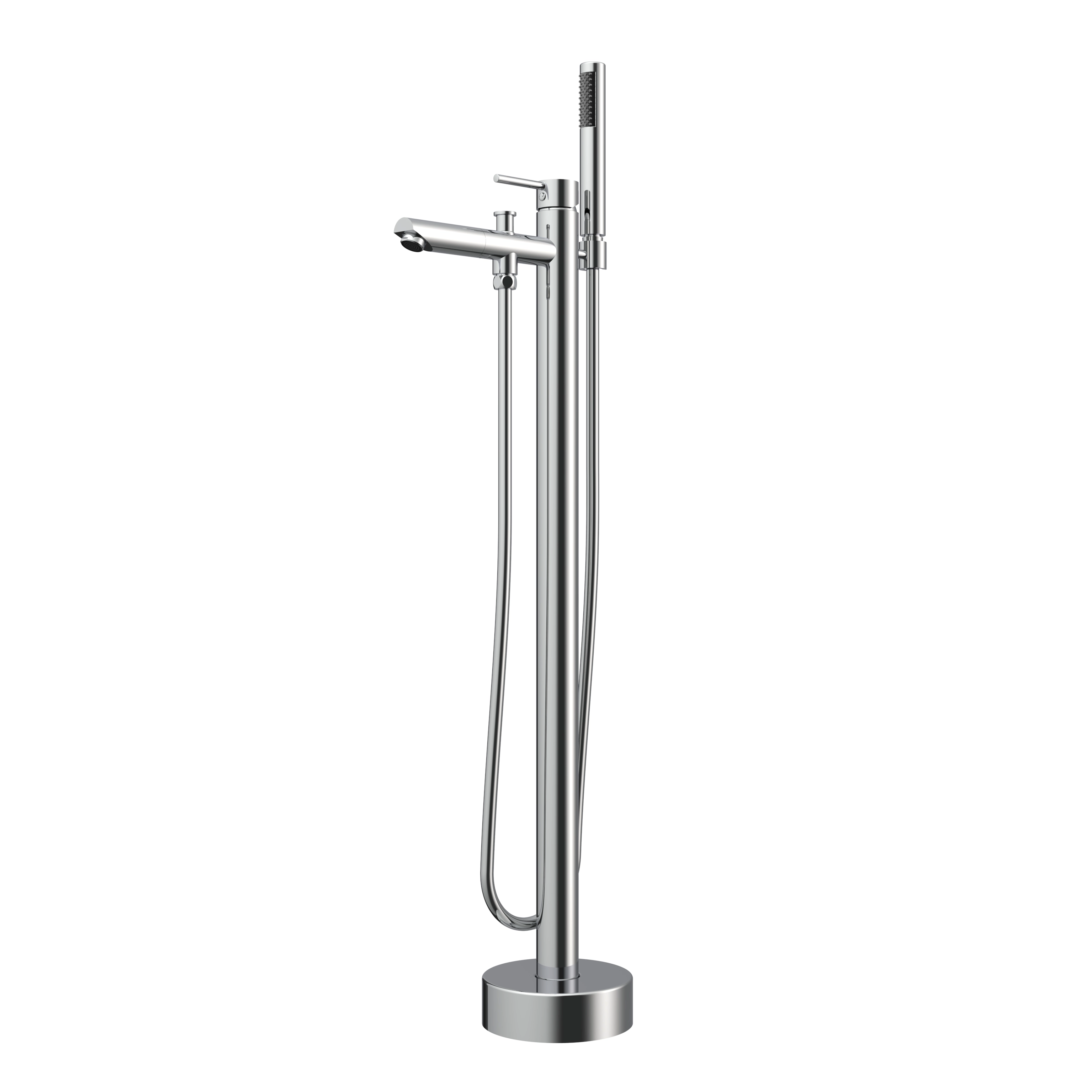 Polished Chrome on Top Open Floor Mounted Bathtub Faucet