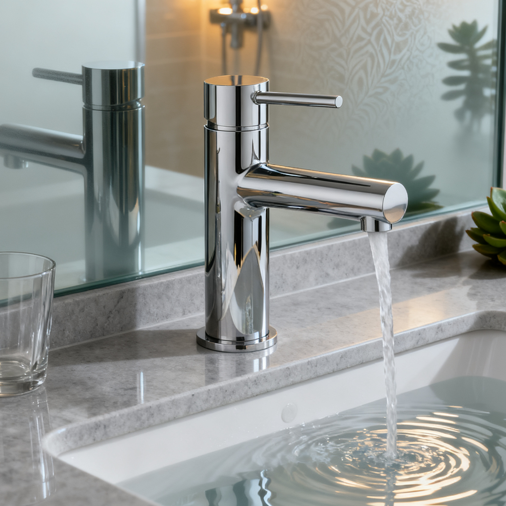 Architectural 304 Stainless Steel Single-Handle Bathroom Faucet with Integrated Smart Spray Technology – Deck Mount Basin Mixer Tap for High-End Hotel, Residential, and Institutional Projects