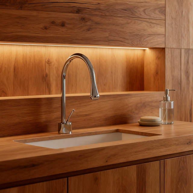 1401005 Solid Brass Basin Faucet Modern Chrome Bathroom Mixer Tap with Single Handle – G1/2” Inlet Sleek Gooseneck Design