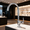 Modern Chrome Kitchen Faucet with High Arc Swive and Brass Body and Ceramic Cartridge by Global Supply