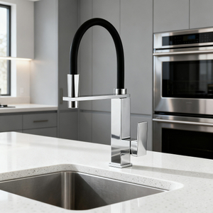 Modern Pull-Out Kitchen Faucet with Sprayer in Durable Polished or Matte with Hose Design