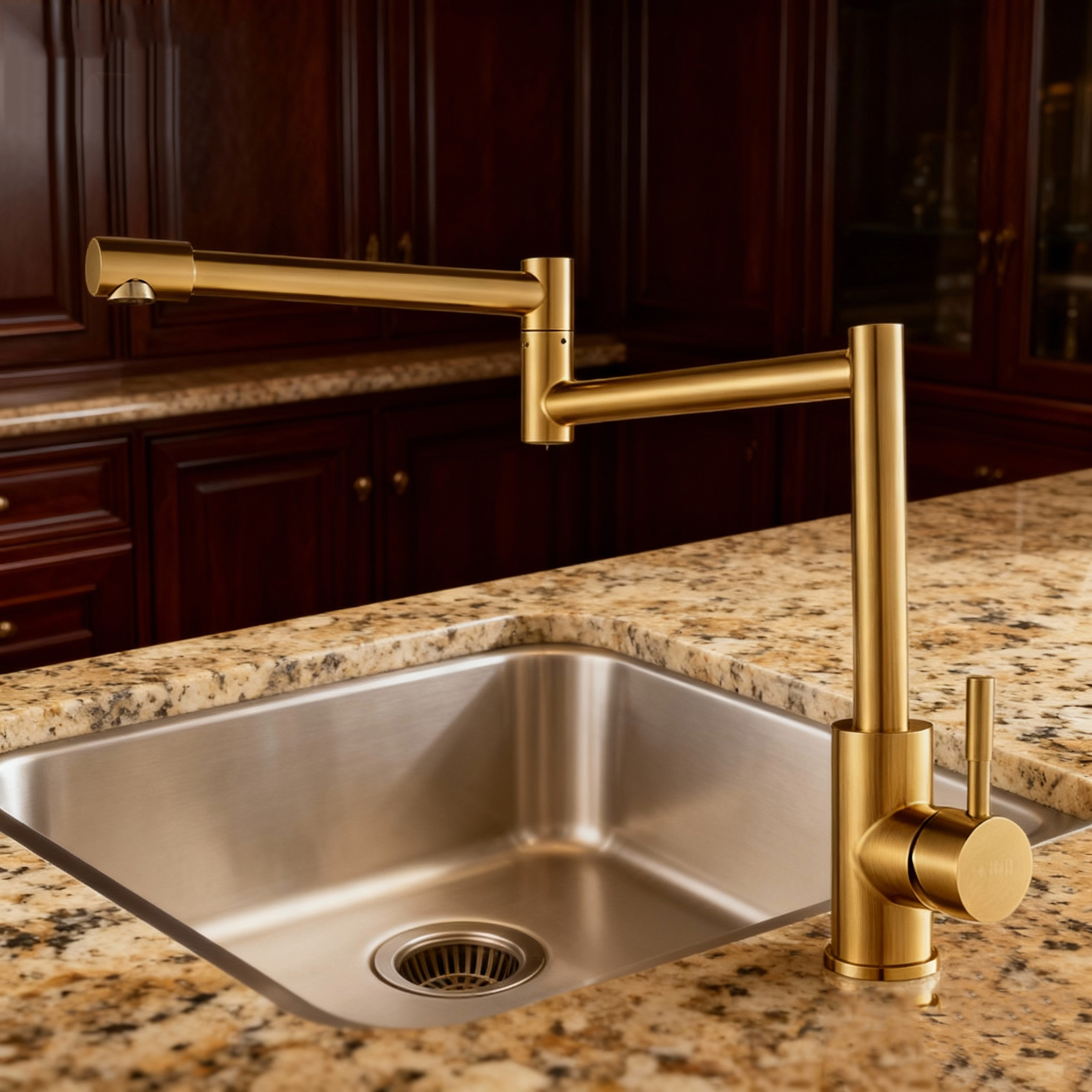 Modern Stainless Steel Pull-Out Kitchen Faucet with Single Handle for Commercial or Residential Use for Easy Cleaning
