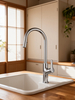 High Arc Zinc Alloy Commercial Chrome Kitchen Tap with Pull-Down Sprayer from China manufacturer 