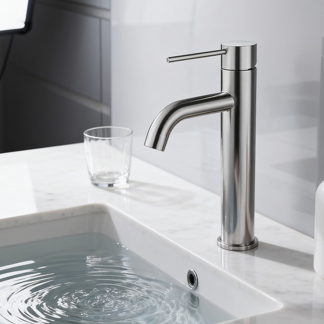 Brushed Nickel Tall Vessel Sink Faucet - Model LD-01101-2SS