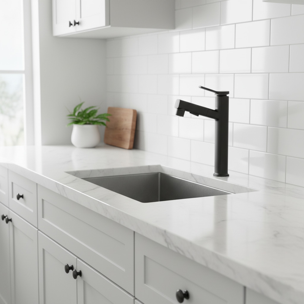 Matte Black Kitchen Faucet | Modern Single Handle Sink Mixer Tap with Sprayer for Residential and Commercial Use