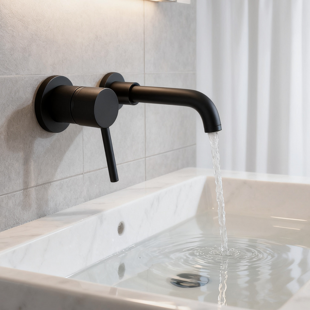 DF-05201-2 Stainless Steel Wall Mounted Basin Faucet Matte Black SUS304 Single Handle Bathroom Mixer Tap – Modern Minimalist Design