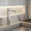 Brushed Nickel Single Handle Tall Vessel Sink Bathroom Faucet with Lever Handle Aerated Spout and Corrosion-Resistant Finish for Modern Basin and Vanity Installations