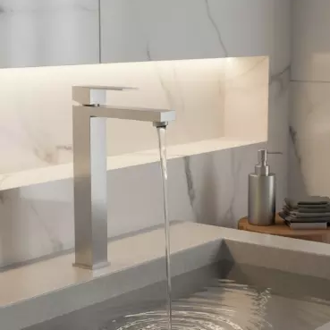 Brushed Nickel Single Handle Tall Vessel Sink Bathroom Faucet with Lever Handle Aerated Spout and Corrosion-Resistant Finish for Modern Basin and Vanity Installations