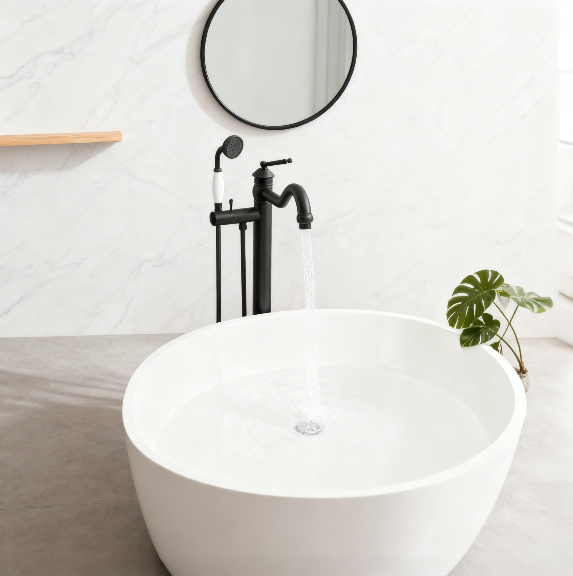 High-flow freestanding bathtub faucet