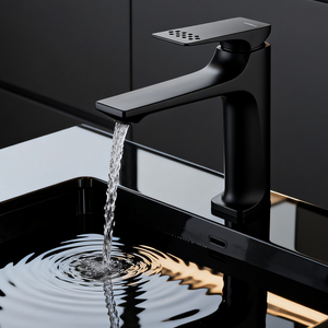 Zinc Alloy Basin Mixer Tap – Model 1401021 Modern Matte Black Single Handle Bathroom Faucet with Aerated Sprayer for Commercial And Residential Projects
