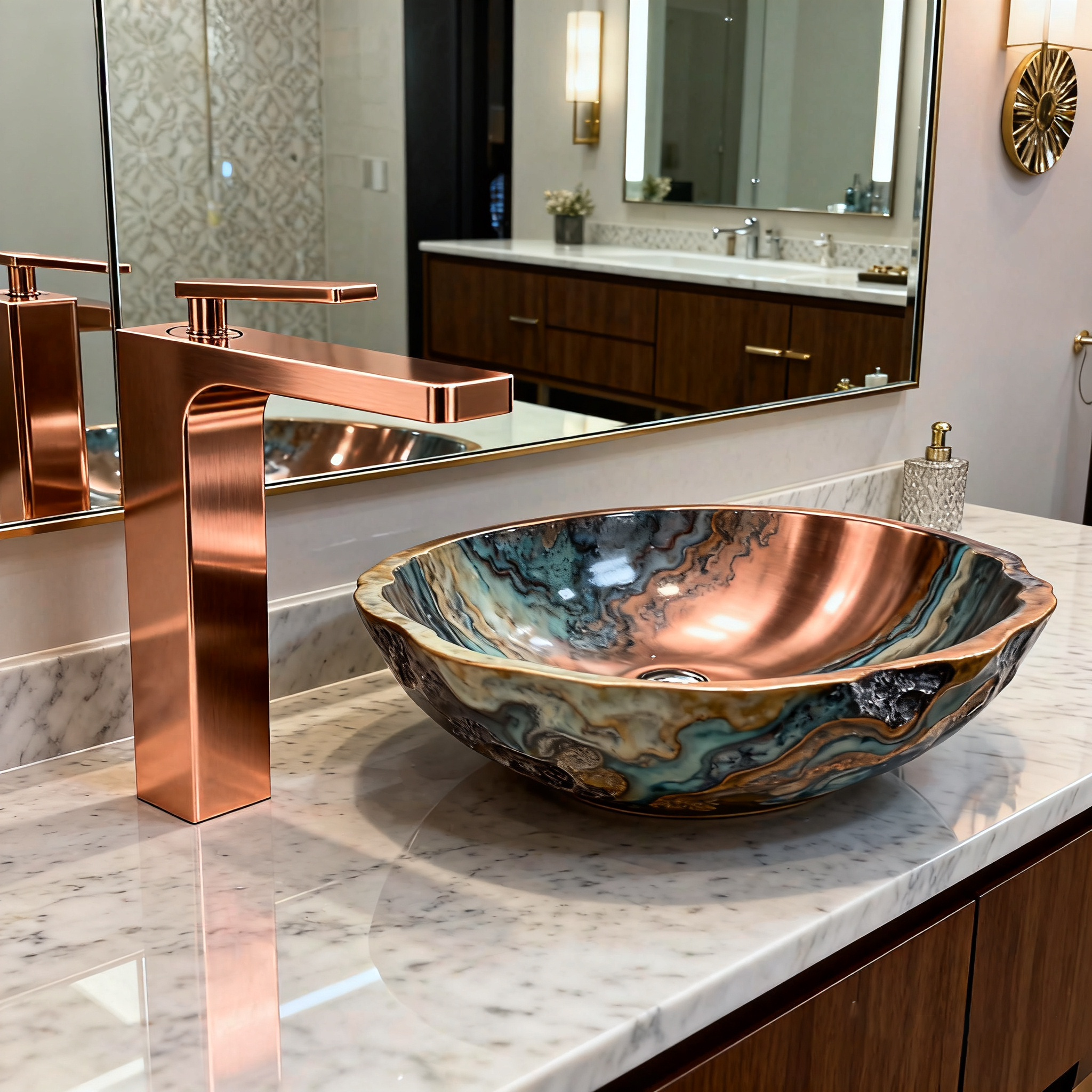 Brushed Gold Tall Square Basin Faucet – Modern Brass Vessel Sink Mixer Tap | Single-Handle | OEM & Project Ready