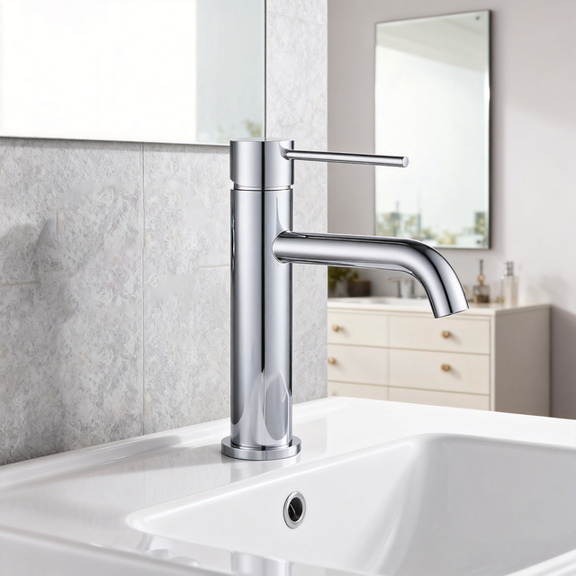 Chrome Basin Faucet – Modern Brass Bathroom Sink Tap | Single-Handle Mixer | Project & OEM Ready