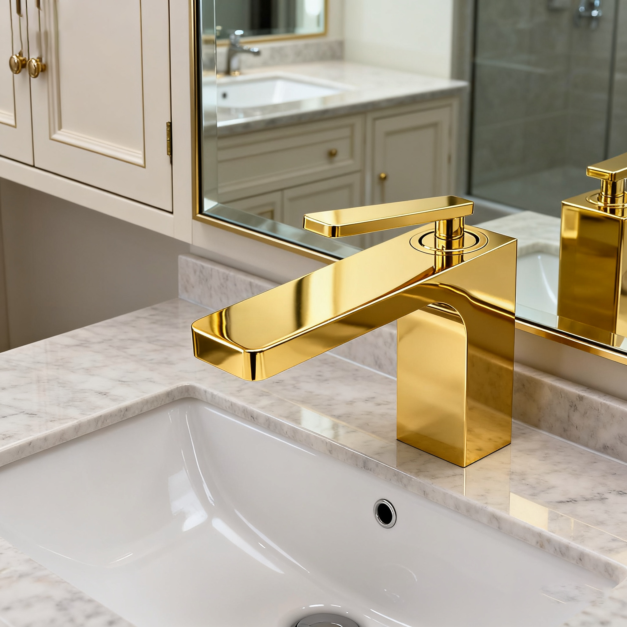 deck mounted gold basin mixer