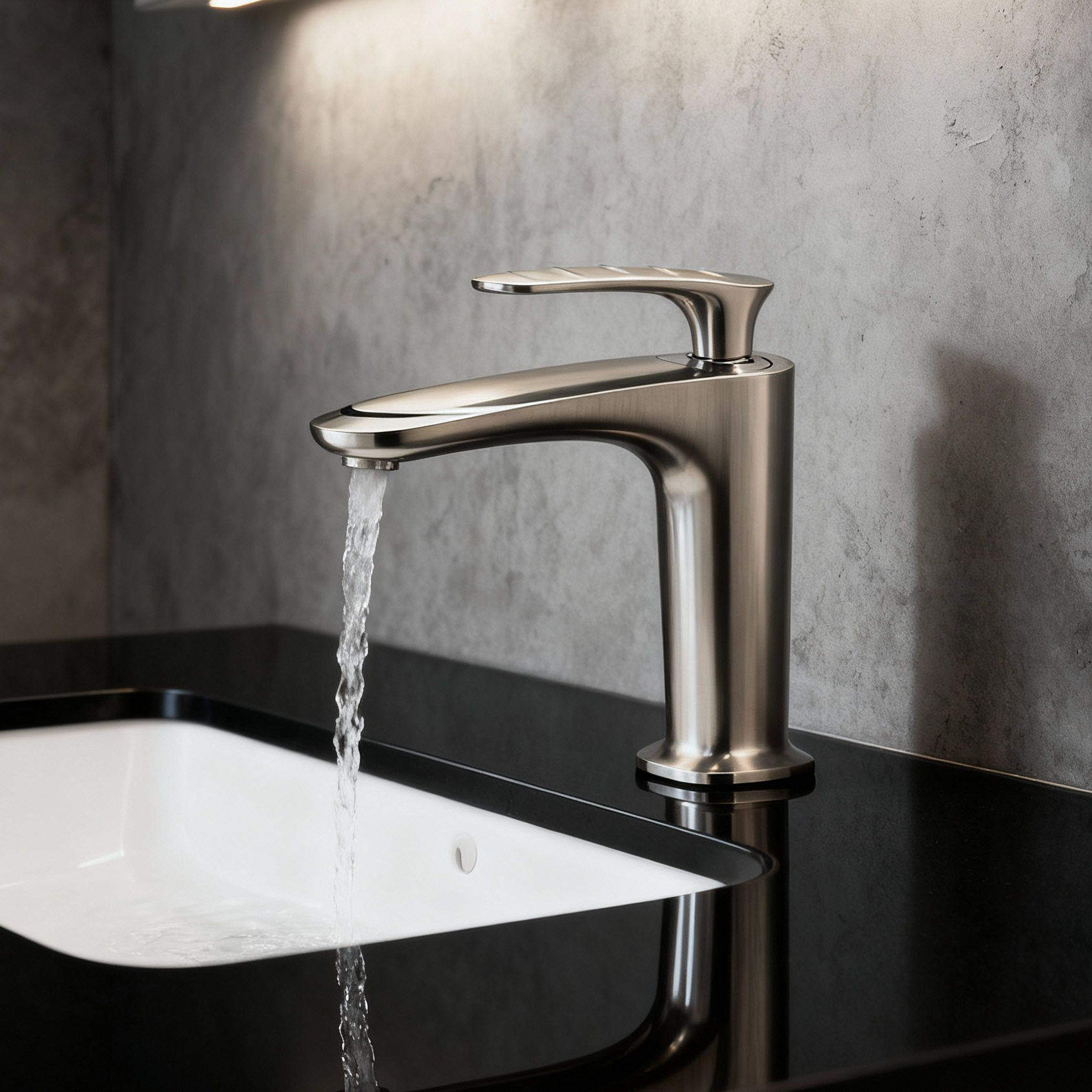 DF-01311 Brushed Nickel Brass Basin Faucet – Modern Design with Smooth Water Flow & Premium Sprayer Function