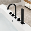 5-Hole Deck-Mounted Bathtub Faucet Set | Brushed Gold | Elegant Arc Design